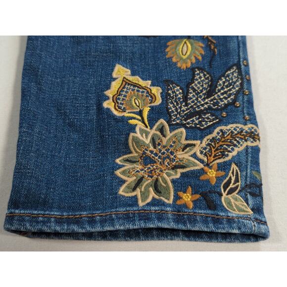 So Slimming Girlfriend Jeans 18R Embroidered Floral Slim Ankle Stretch Blue - Picture 10 of 16